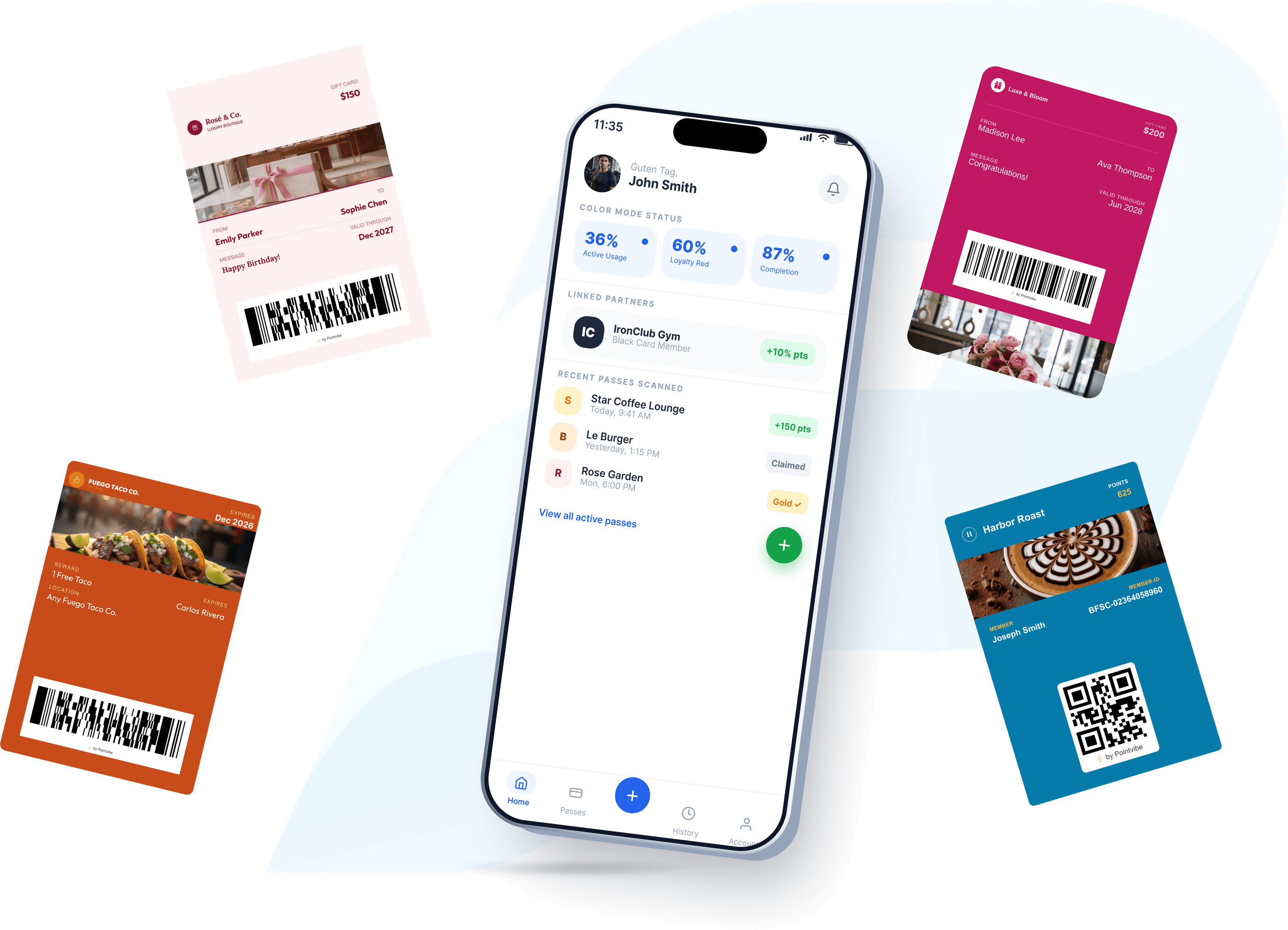 PointVibe passes in a customer's wallet