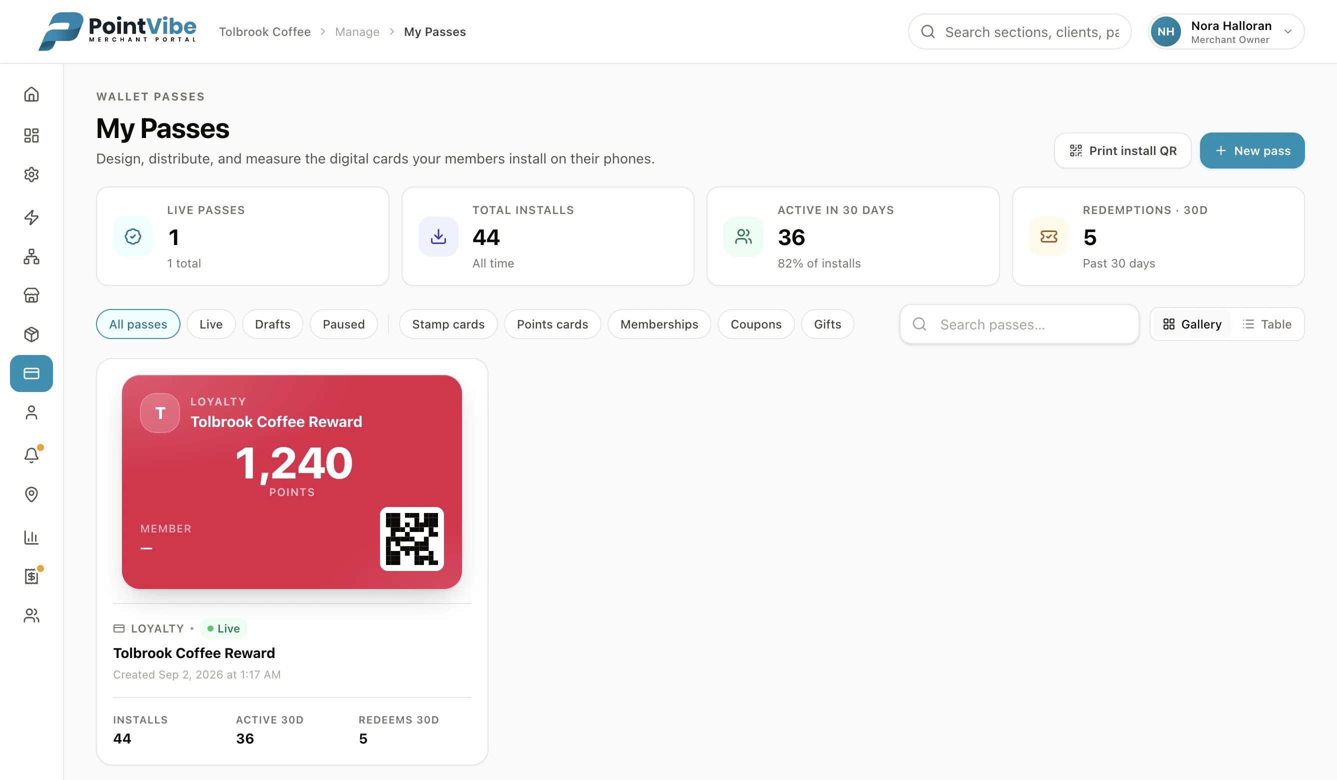 Managing every pass type from the PointVibe dashboard